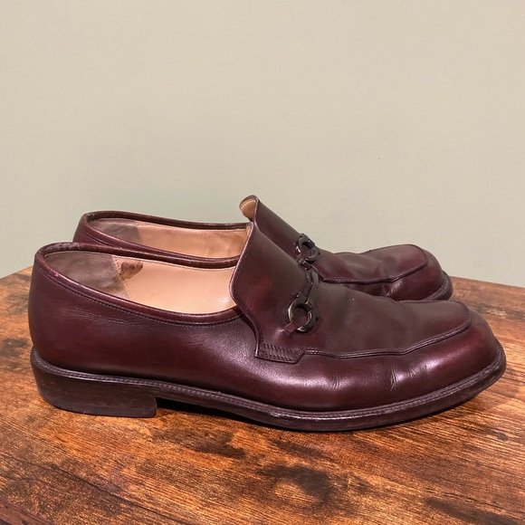 Salvatore Ferragamo Mens Studio Brown Metal Horsebit Leather Loafers Size 9 2E - Picture 1 of 7